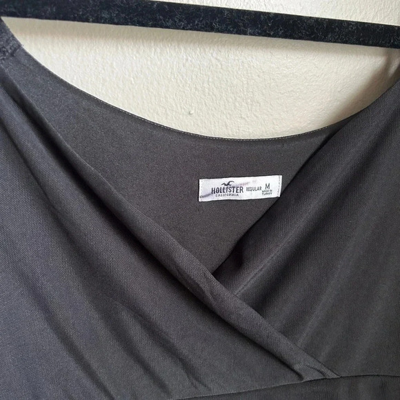 Hollister Y2K Black Long Sleeve Mesh Ruched Mini Bodycon Dress Size M NWOT - Picture 2 of 7